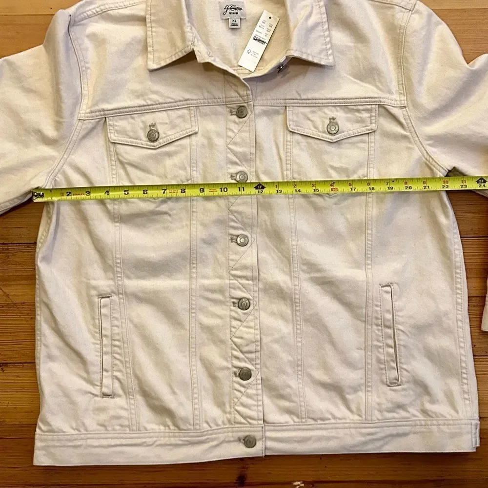 J. Crew Relaxed denim jacket in Ecru. Size XL. NWT.